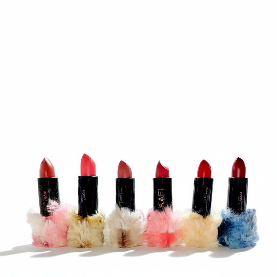 High Pigmented Fur Style Fluffy Lipstick Set 6 Pcs Creamy Multicolor Lipsticks