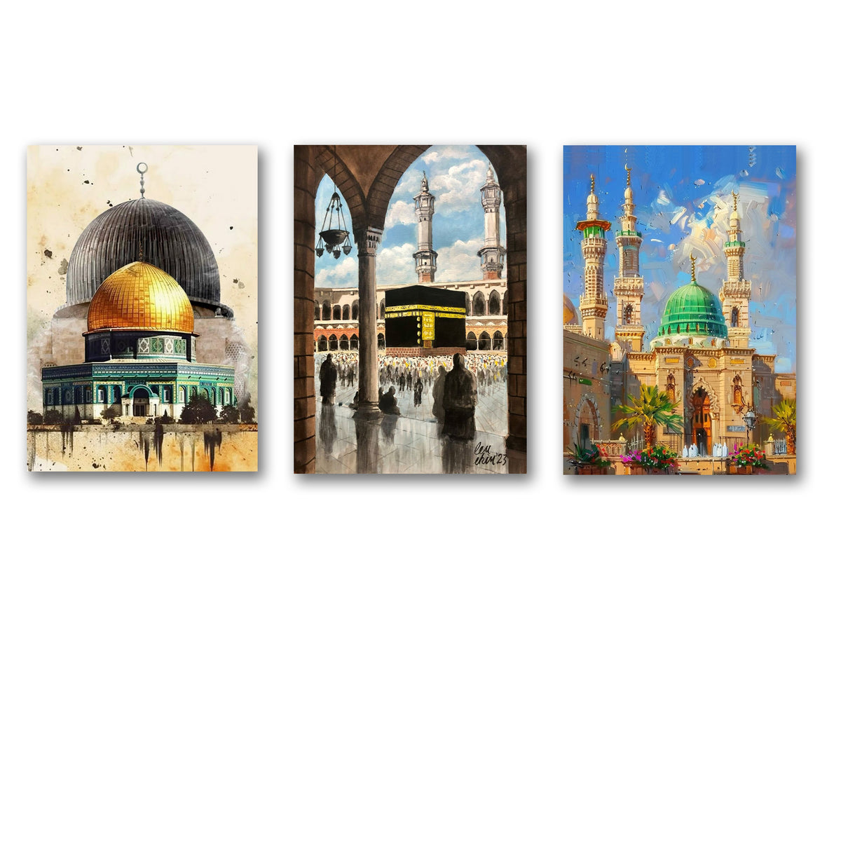 Set of 3 Premium Wall Art Photo Tiles – Modern Home Decor Sets 8x11