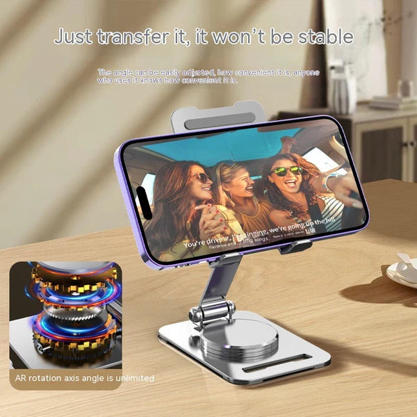 360 Degree Rotate Metal Desk Mobile Phone Tablet Holder Stand Random Color
