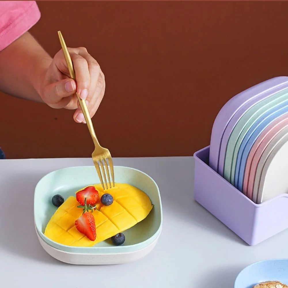 10Pcs Multi Function Spit Bone Plate Set Household Food Grade Plastic Elliptical Plate Set