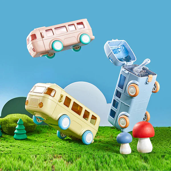 Bus Shape School Water Bottle With Strap 500 Ml Random Color