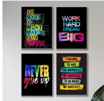 Set of 4 Motivational Wall Art Wooden Phototile Frames for Wall Decor