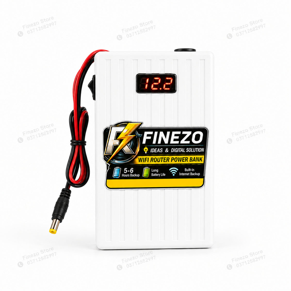 Finezo WiFi Router Power Bank 12V – Router UPS with LED Digital Voltage Display, 5-6 Hours Backup, Portable WiFi Power Backup