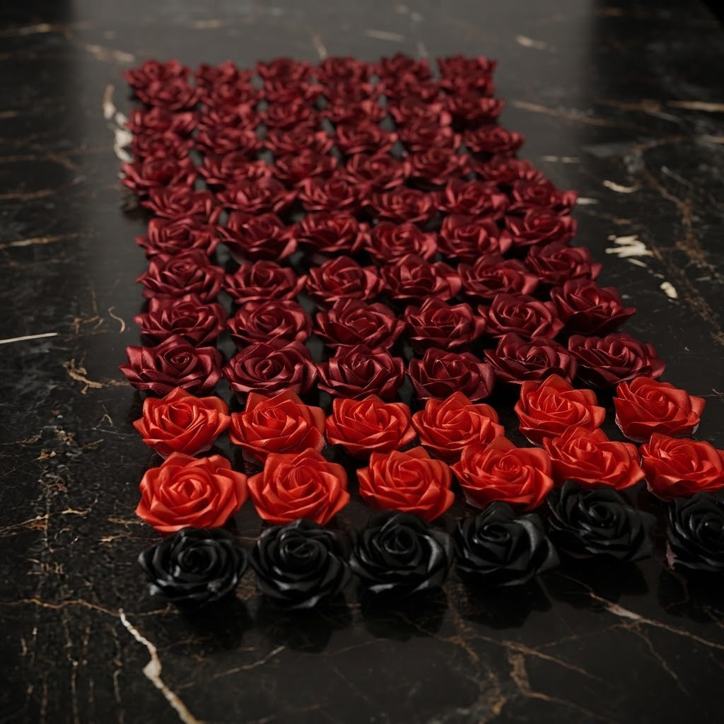 Handmade Ribbon Roses Made From High-Quality 1-Inch Ribbon 2.1-Inch Width For Decoration Gift Wrapping And Craft Projects Pack Of 12 - Black