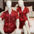 Couple Night Suit / Sleepwear Set – Stylish Nightdress & Pajama Shorts | SKU DC-C003 | Maroon (3 Pcs)