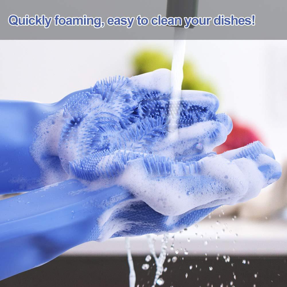 Silicone Dishwashing & Cleaning Pair Gloves – Reusable Heat Resistant Scrubber Gloves for Kitchen, Bathroom & Household Cleaning | Random Color