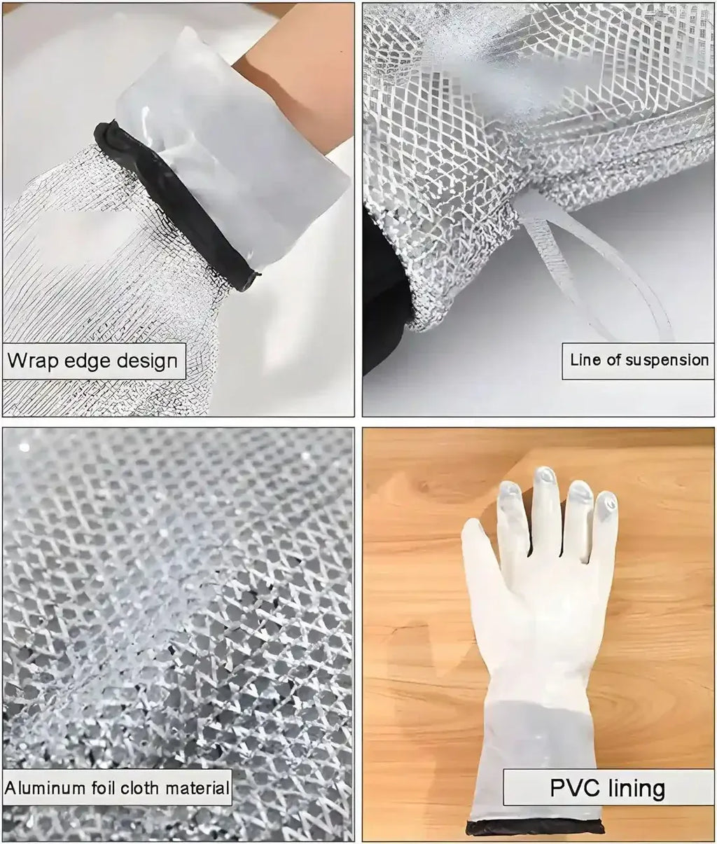 Title: Heavy-Duty Silver Heat-Resistant Oven Mitts – Professional Grade Kitchen Safety (Pair)