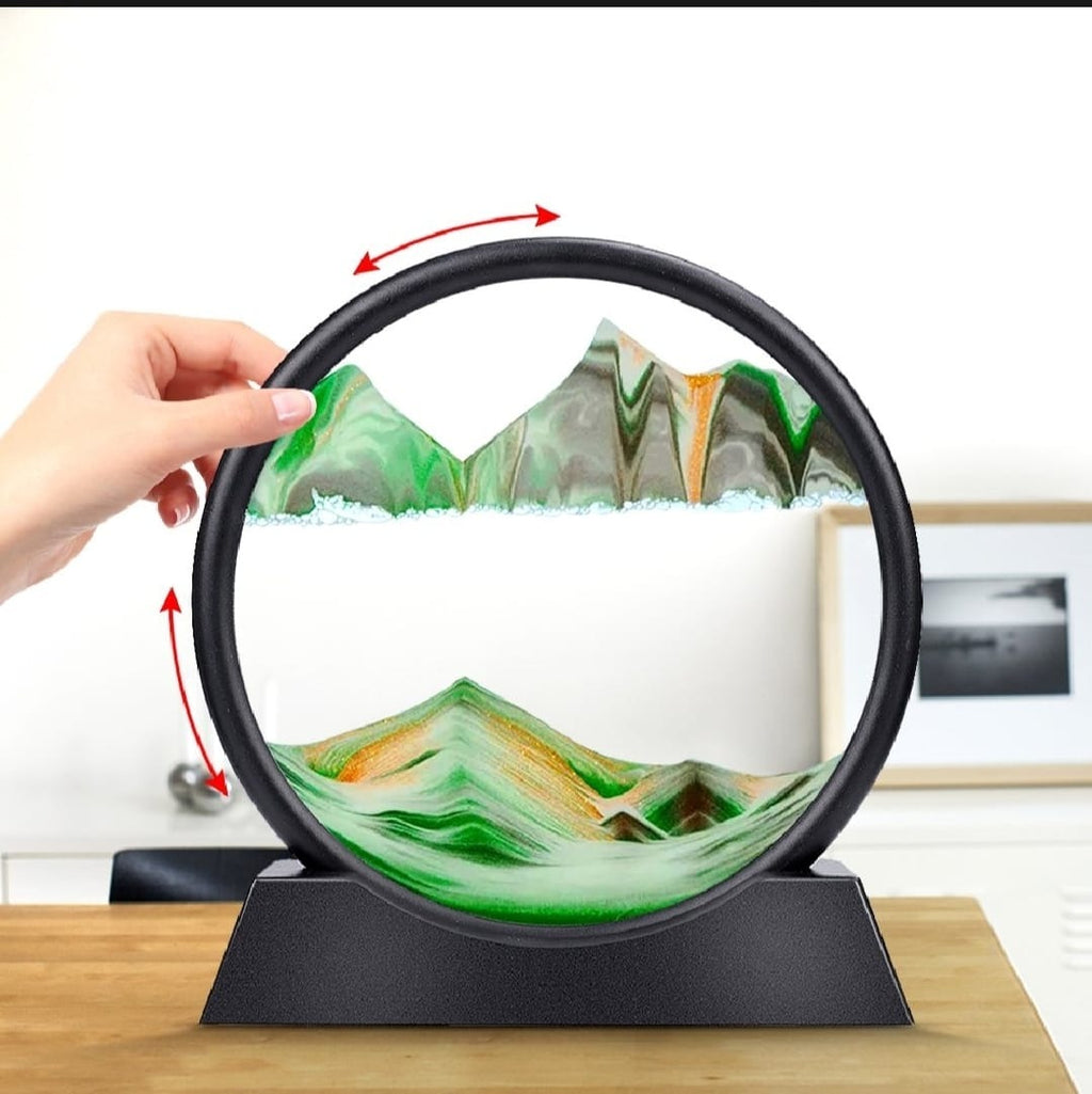 3D Dynamic Moving Sand Art Table Lamp with Wooden/Metal Stand: LED Sandscape Quicksand Night Light for Relaxing Home Decor. This Mesmerizing