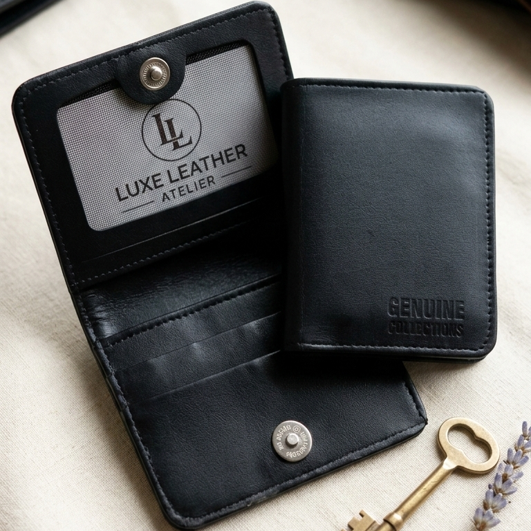 Premium Leather Button Wallet – Camel Brown, Blue & Black - Blue