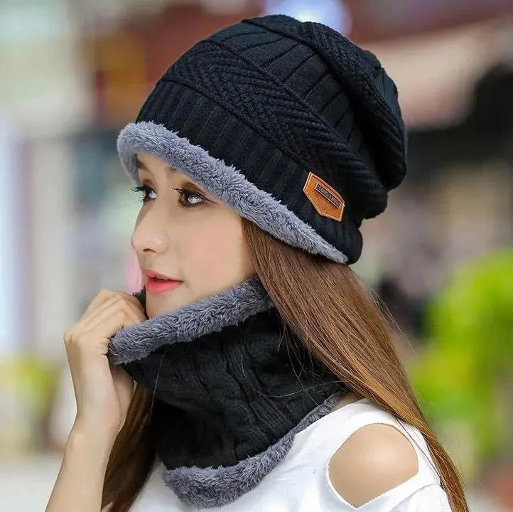 Coral Fleece Scarf Hats Winter Beanies Soft For Mens And Womens