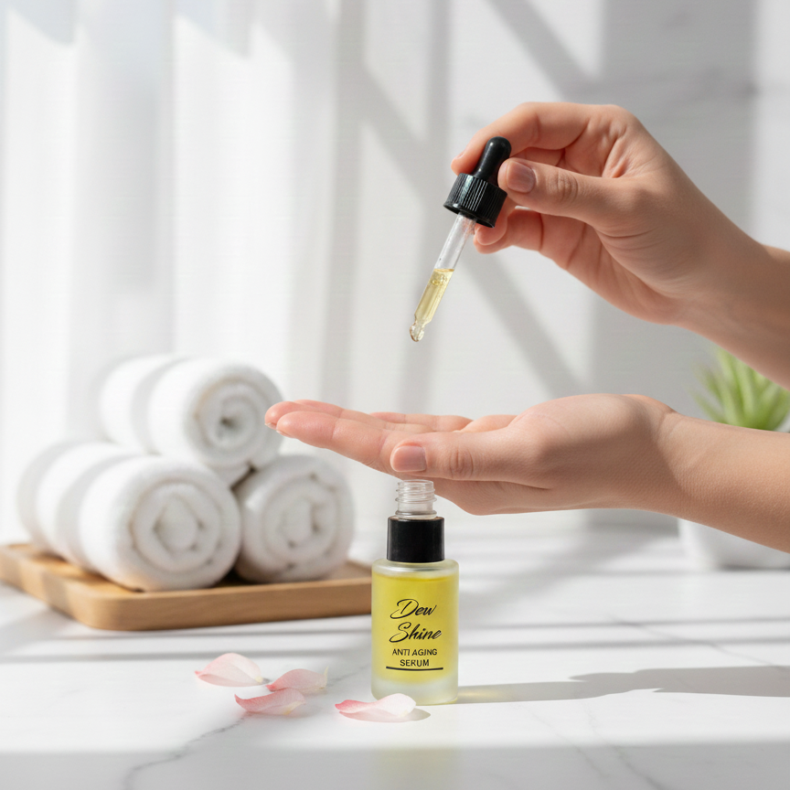 Dew Shine Anti Aging Serum Gentle Formula Reduces Fine Lines Improves Skin Elasticity Provides Radiant Glow And Smooth Texture For Daily Use - 30ml