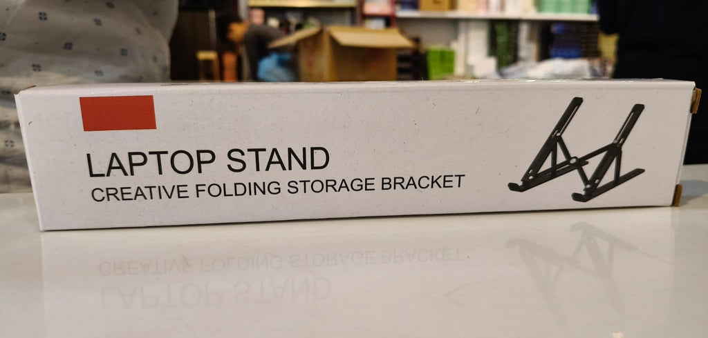Folding Adjustable Steel Laptop Stand - Portable Ergonomic Multi Angle Desk Riser Lightweight Heat Dissipation Notebook Holder Mount