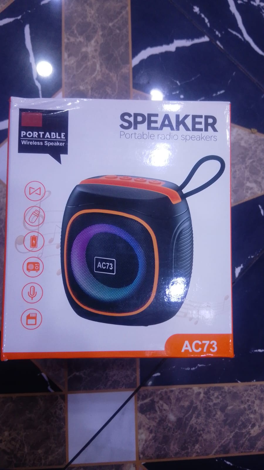 AC73 Portable Wireless Speaker – Compact Bluetooth Party Speaker with RGB Lights and FM Radio