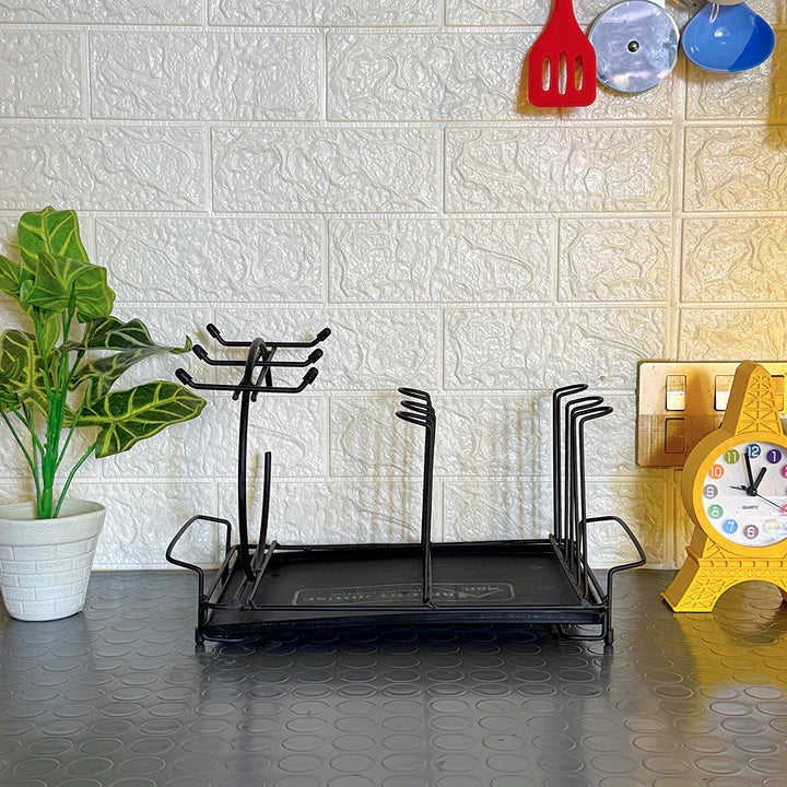 Durable Metal Cup & Glass Stand Rack – Space-Saving Countertop Organizer for Mugs, Cups, Plates & Glasses (Kitchen Drying Holder)