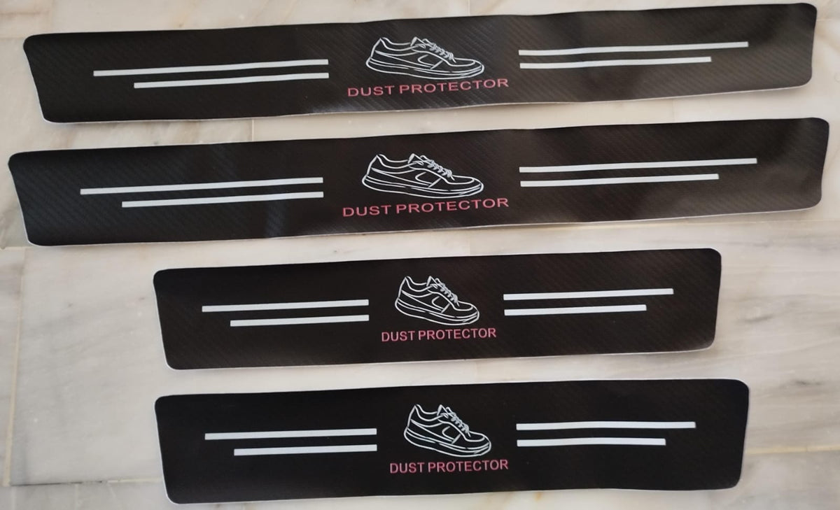 Set Of 4 Carbon Fiber Car Door Sill Protector Stickers 2 Pcs 23.5 Inches 2 Pcs 15.5 Inches Scratch Resistant | Random Design