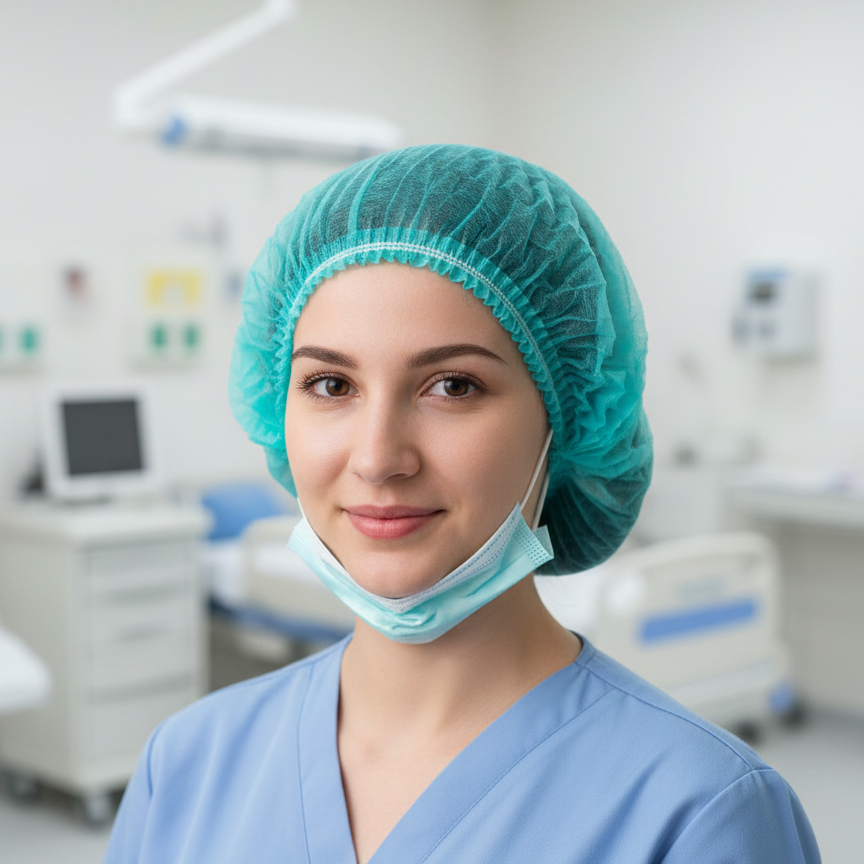 Disposable Surgical Cap – Breathable Non-Woven Head Cover for Medical & Hygiene Use (Pack of 100Pcs)