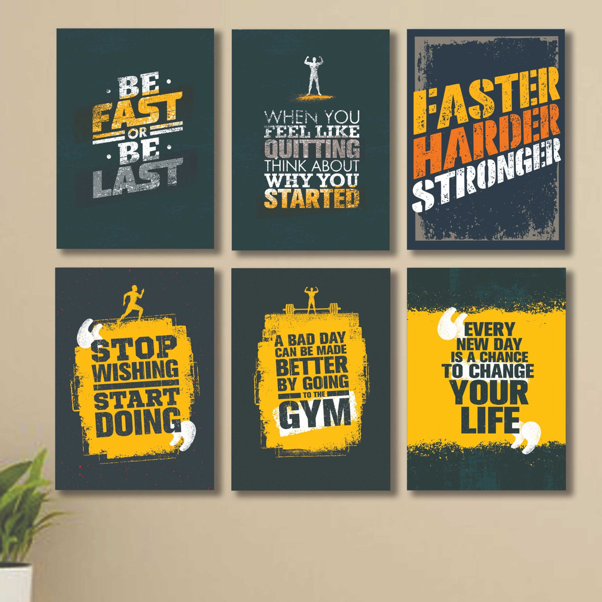 6 PC Wall Decor Cardboard Phototiles With Double Sided Back Sticking – Gym Hardest Quotes(8*11size)