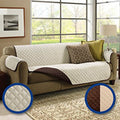 Double Sofar Cover Eversible Washable Couch Sofa Coat Cover Brown
