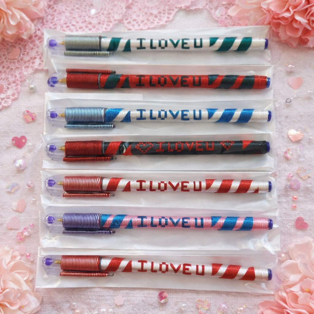 I Love You Handmade Thread Wrapped Pen – Romantic Gift Pen for Loved Ones (Random Color)