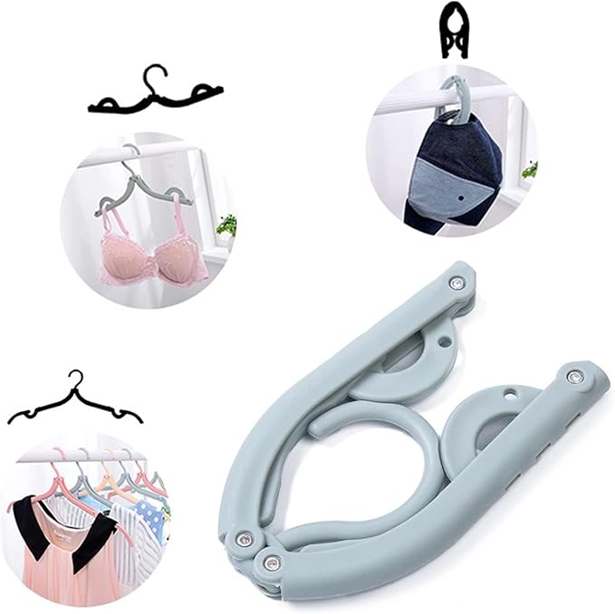 Portable Folding Clothes Hangers with Slots – Pack of 10 Durable Travel-Friendly Hangers. ( Random Colour )