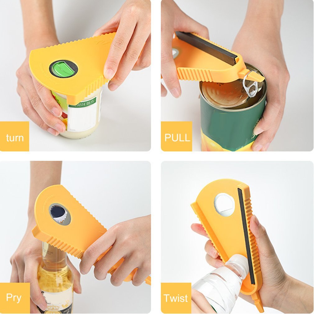 Multifunction Manual Can & Bottle Opener – Non-Slip Lid & Jar Opening Tool