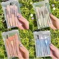 8 Pcs Makeup Brush Set High Quality Synthetic Bristles Durable Handles With Travel Pouch Random Colors