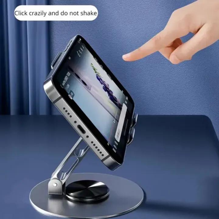 Metal Body Adjustable Phone Holder – Foldable Desktop Stand for Mobile Phones
