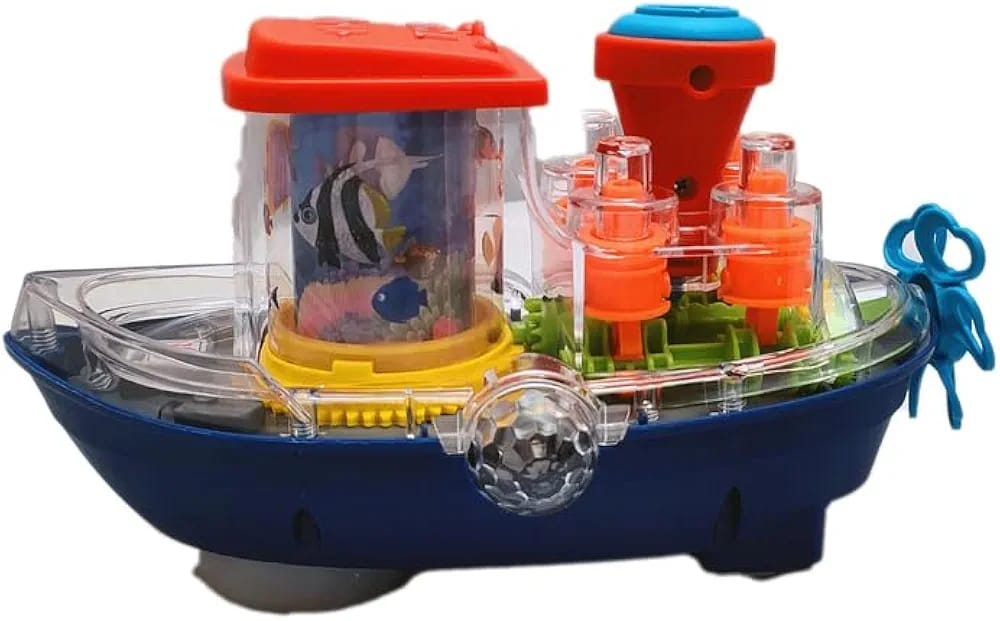 Gear Ship Bump and Go Toy for Kids with 3D Lights, Music & Automatic Action Play