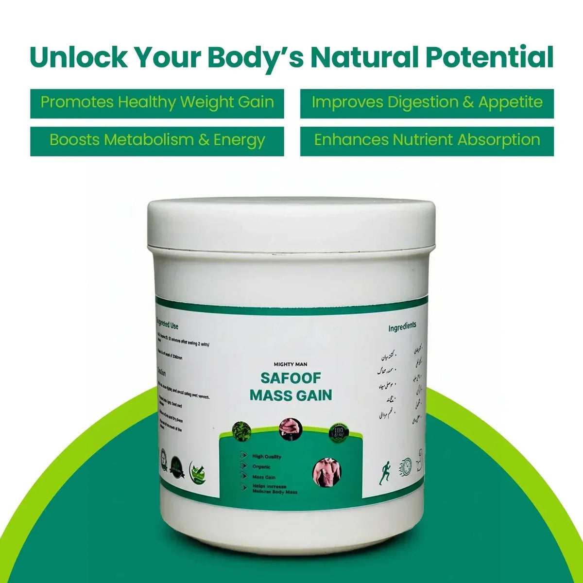 Safoof Mass Gain Herbal Weight Gain Powder Natural Body Mass Support Formul