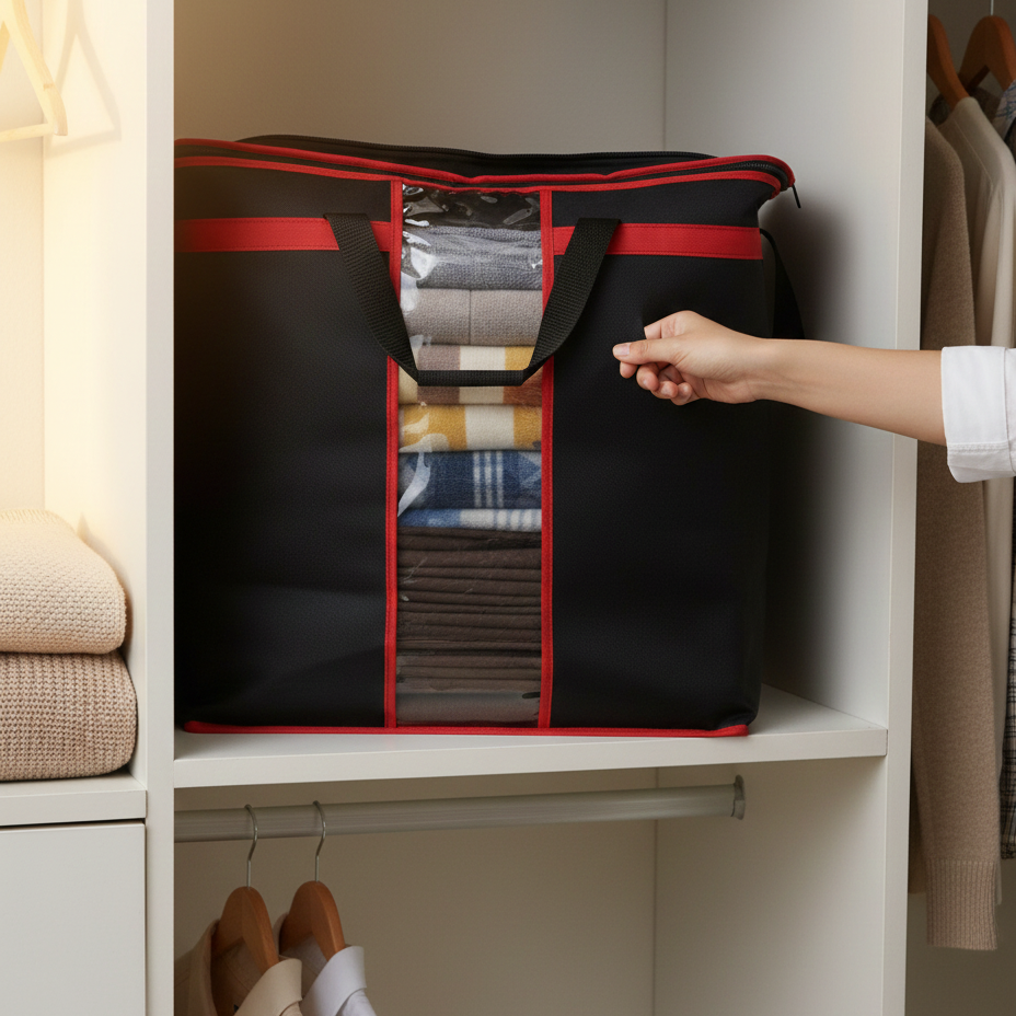 Large Storage Bag Organizers – Heavy-Duty Clothes & Blanket Storage Solution | Foldable, Spacious, Durable