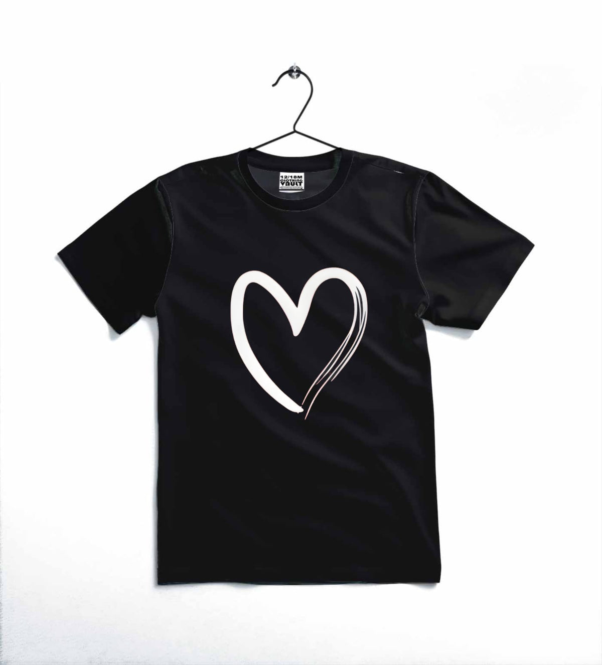 Heart Printed Kids T-Shirt – Soft Cotton Casual Tee for Toddlers & Kids ~ 12-18 Months (Grey)