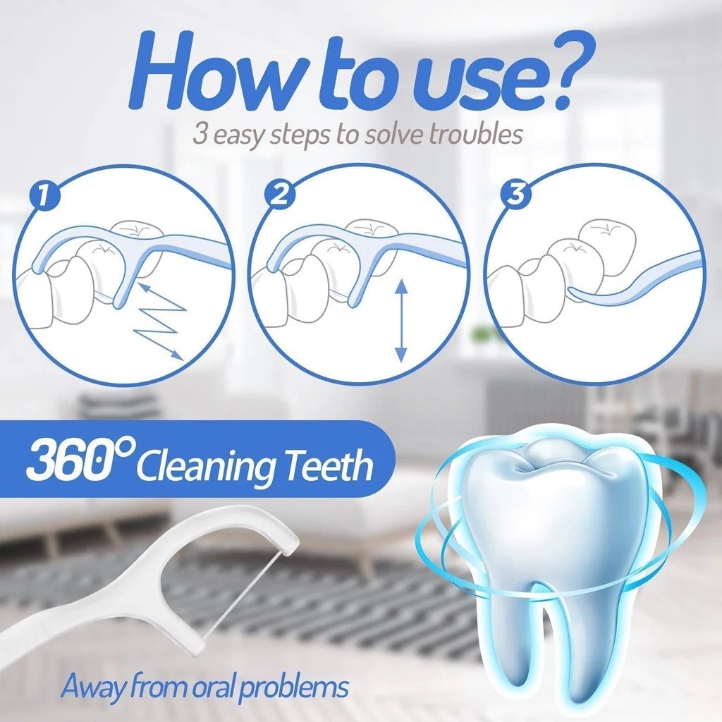 Pack of 10 - Dental Floss Toothpicks Teeth Cleaning Flosser Toothbrush Plastic Toothpick Dental Floss Sticks And Tooth Picks Teeth Plaque Remover (Random Color)