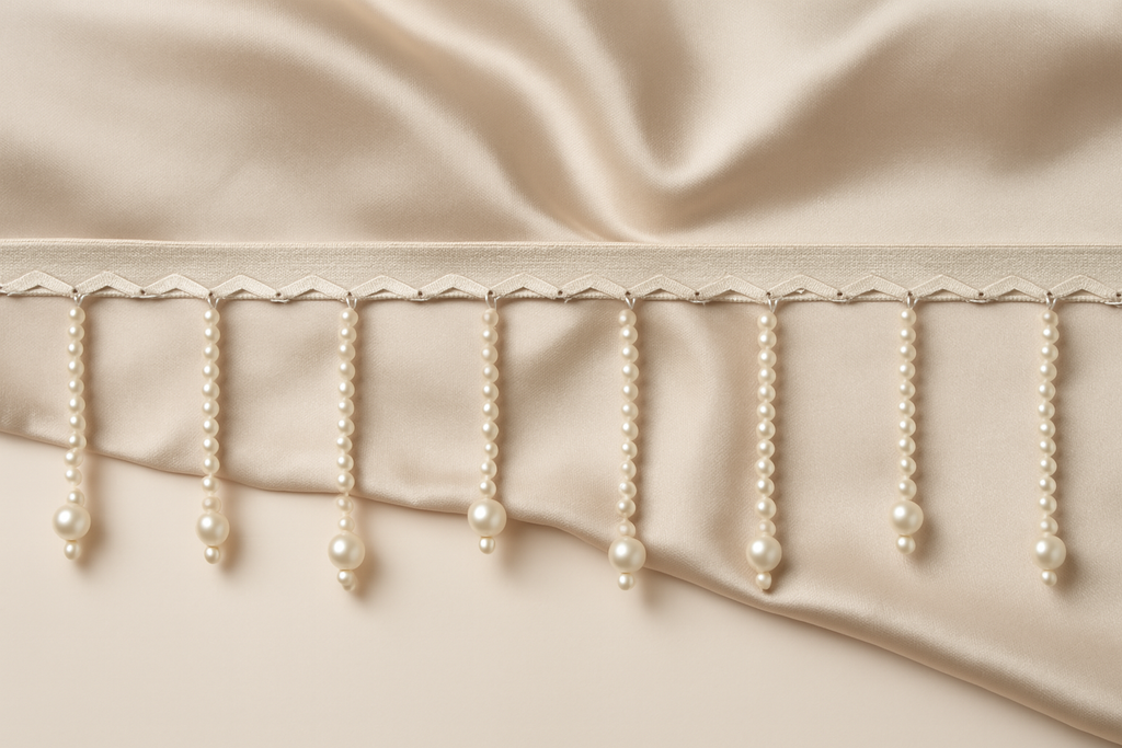 Pearl Latkan Hanging Lace Border for Dupatta & Dress Decoration – 1 Gaz (Approx. 1 Yard)