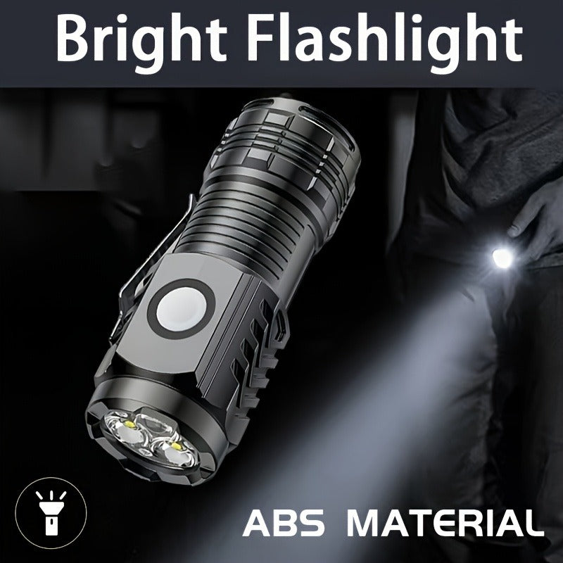 Mini LED Torch - Portable Pocket Light, Child Camping, Emergency, Travel, Hiking Torch, Portable LED Flashlight Rechargeable Zoom Flashlights Plastic body