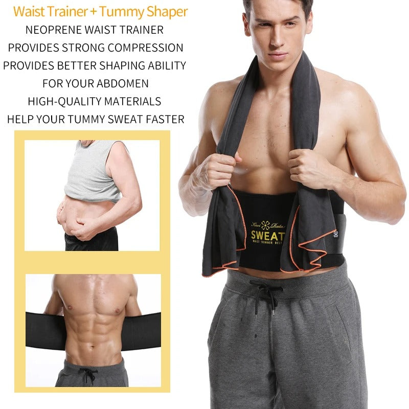 Men Waist Trainer Slimming Belt – Abdominal Sweat Body Shaper Girdle for Weight Loss Support