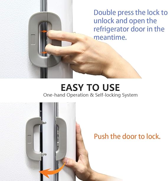 Child Safety Refrigerator Lock Refrigerator Door Lock Self Adhesive Freezer Door Refrigerator Door Double Safety Button Home Safe Design Child Proof Refrigerator Door Lock Multicolor 3252257