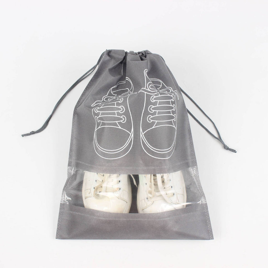 Shoe Bags For Travel Dust Proof Storage Organizer With Clear Window Non Woven Packing Pouch Size 12.5x16.5