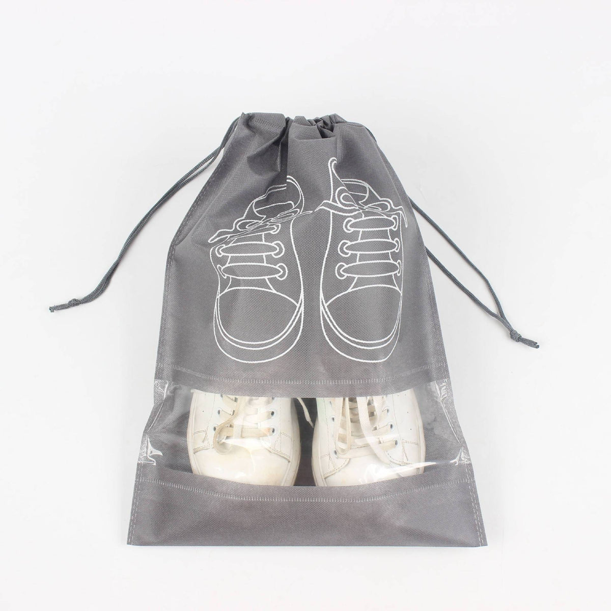 Shoe Bags For Travel Dust Proof Storage Organizer With Clear Window Non Woven Packing Pouch Size 12.5x16.5