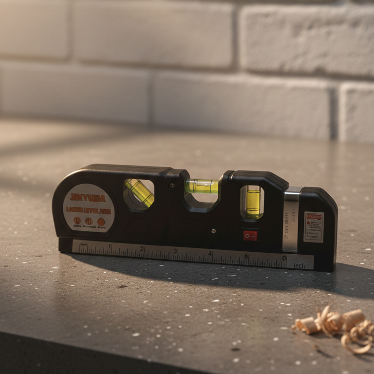 Multipurpose 3-in-1 Laser Level, Ruler, and Spirit Level Tool with Triple Bubble Vials for Precise Home Improvement & Construction Tasks