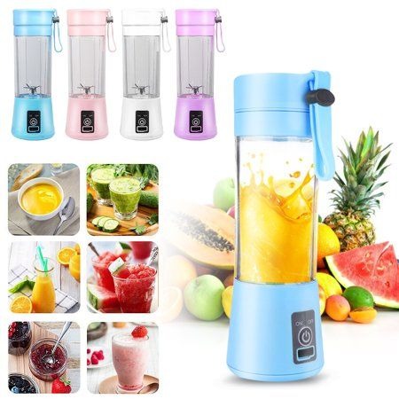 Rechargeable Portable Mini Juicer Blender – 6 Blades, 380ml Outdoor Juicing Cup [Random Color] With Box
