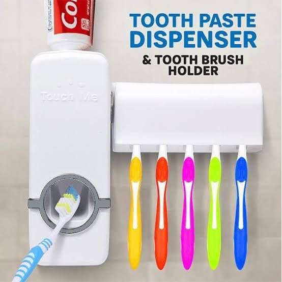Automatic Toothpaste Dispenser With Toothbrush Holder Easy Use Bathroom Accessory