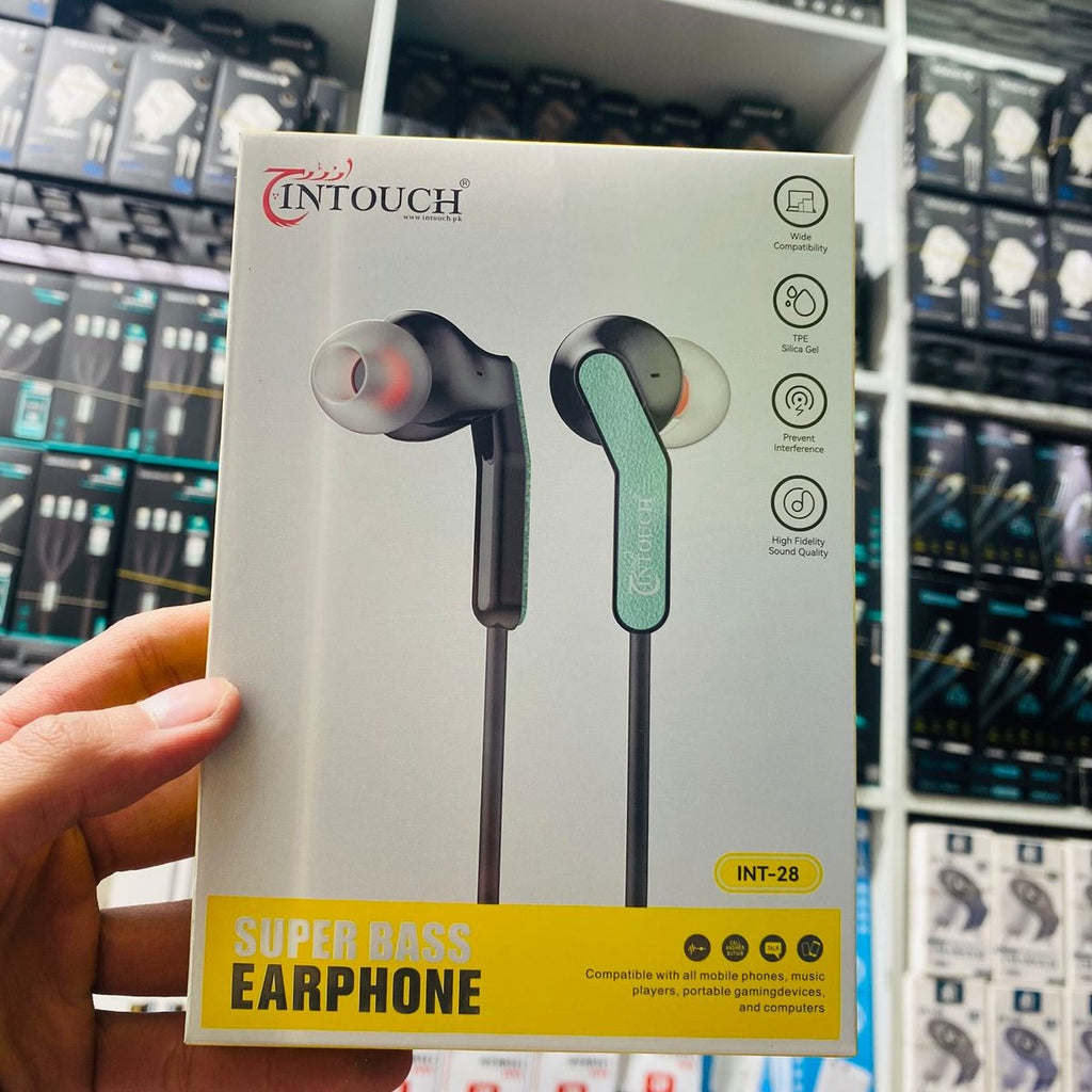 Intouch INT‑28 Super Bass Wired Earphones | 3.5mm Jack | Universal Compatibility