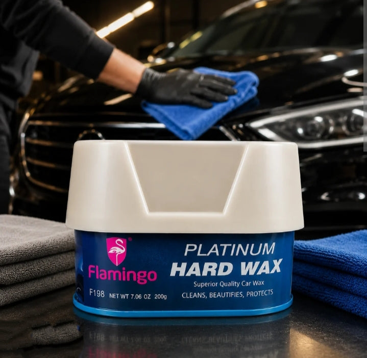 Flamingo Platinum Hard Wax Car Polish 200G – High Gloss Carnauba Paste Wax with Hydrophobic Protection for All Vehicle Paint Colors