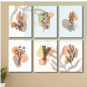 Set of 6 Wall Art Wooden Phototile Frames Spiritual Vibe Elegant Home Interior Wall Decor