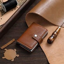 PU Leather Wallet & Pop up card holder - Brown/Black