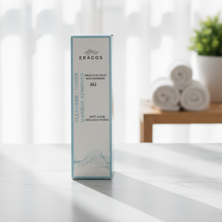 Eracos AA3 Cleanser Toner Makeup Remover Gentle Formula Clears Impurities Removes Makeup Refreshes Skin Provides Smooth And Healthy Look - 200ml