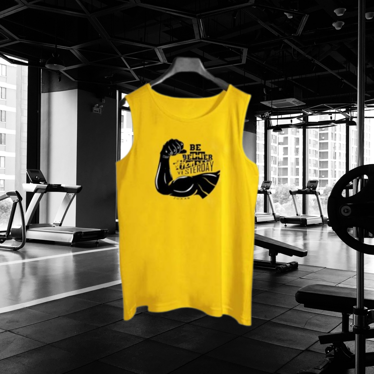 Vest- undershirt Jeans knit Men's Wear [Yellow] | Sleeve-Less 100% Pure Sando - M