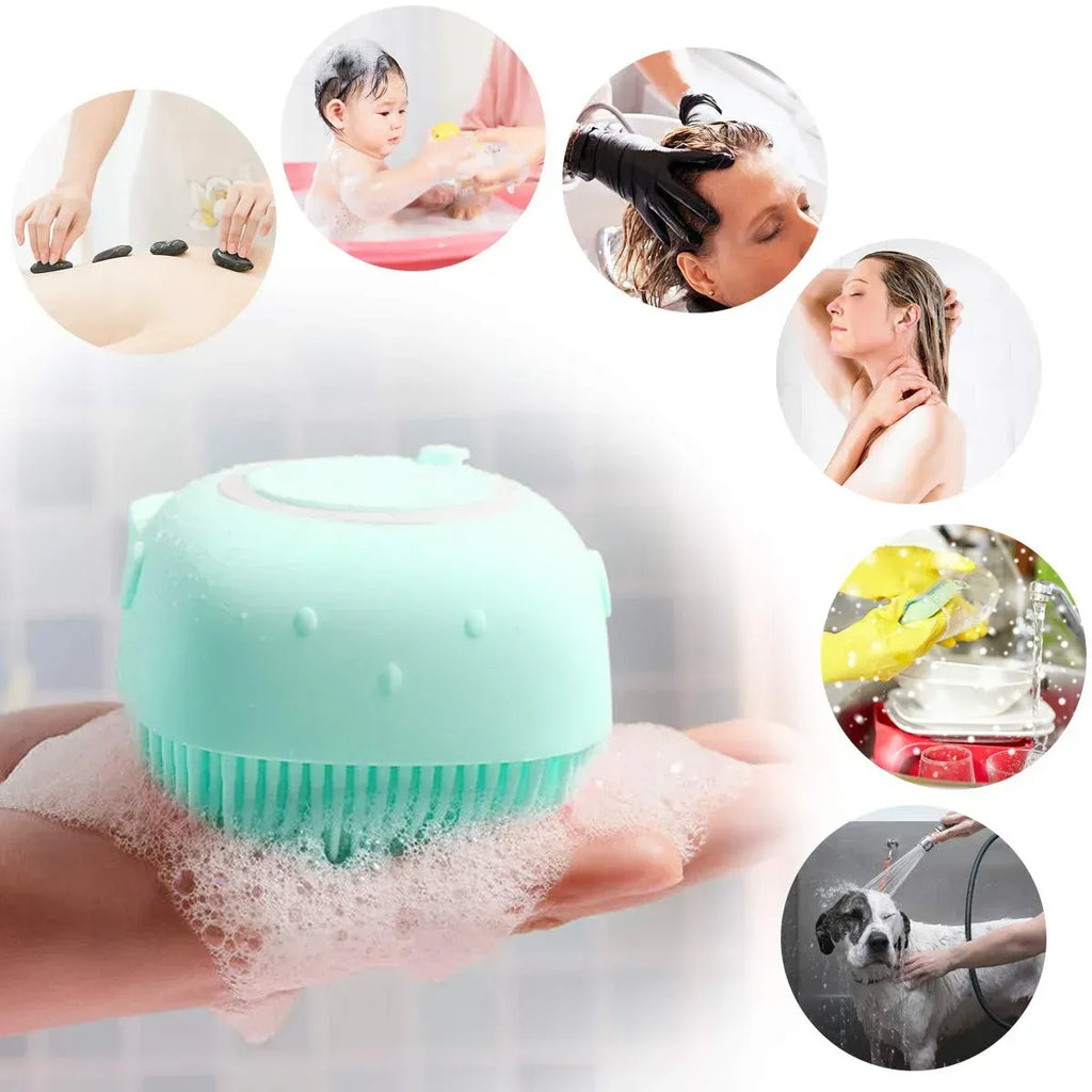Silicone Bath Body Brush | Exfoliating Scrub with Soap Dispenser | Ultra Soft Shower Sponge & Massager | Random Colour