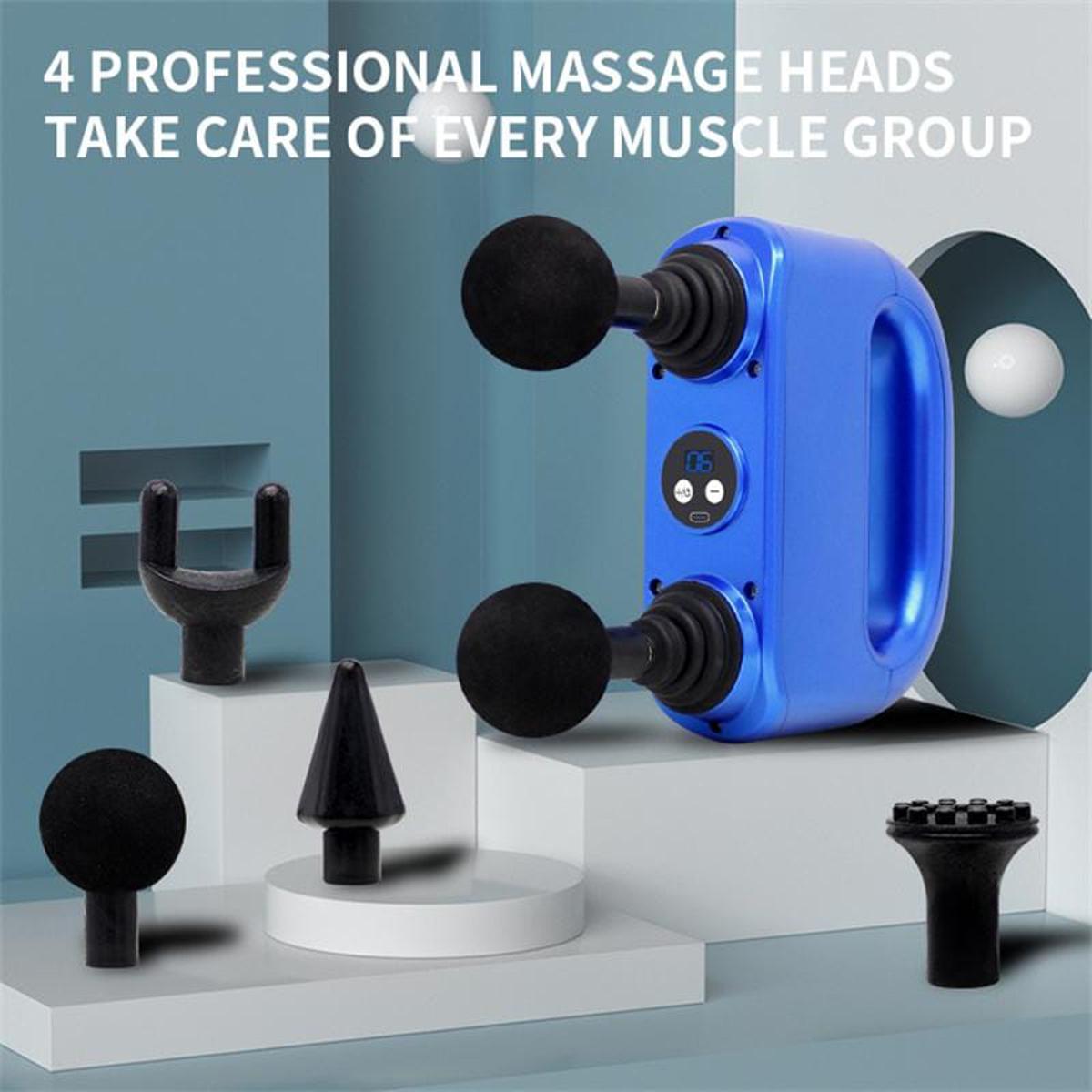Fitness Muscle Relaxation Massager 6-Gear Adjustment Double Head Fascia Gun Electric Massage Gun