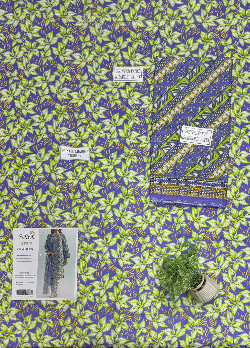 Saya Premium 3-Piece Printed khadder Suit – Unstitched winter Collection (saya replica)